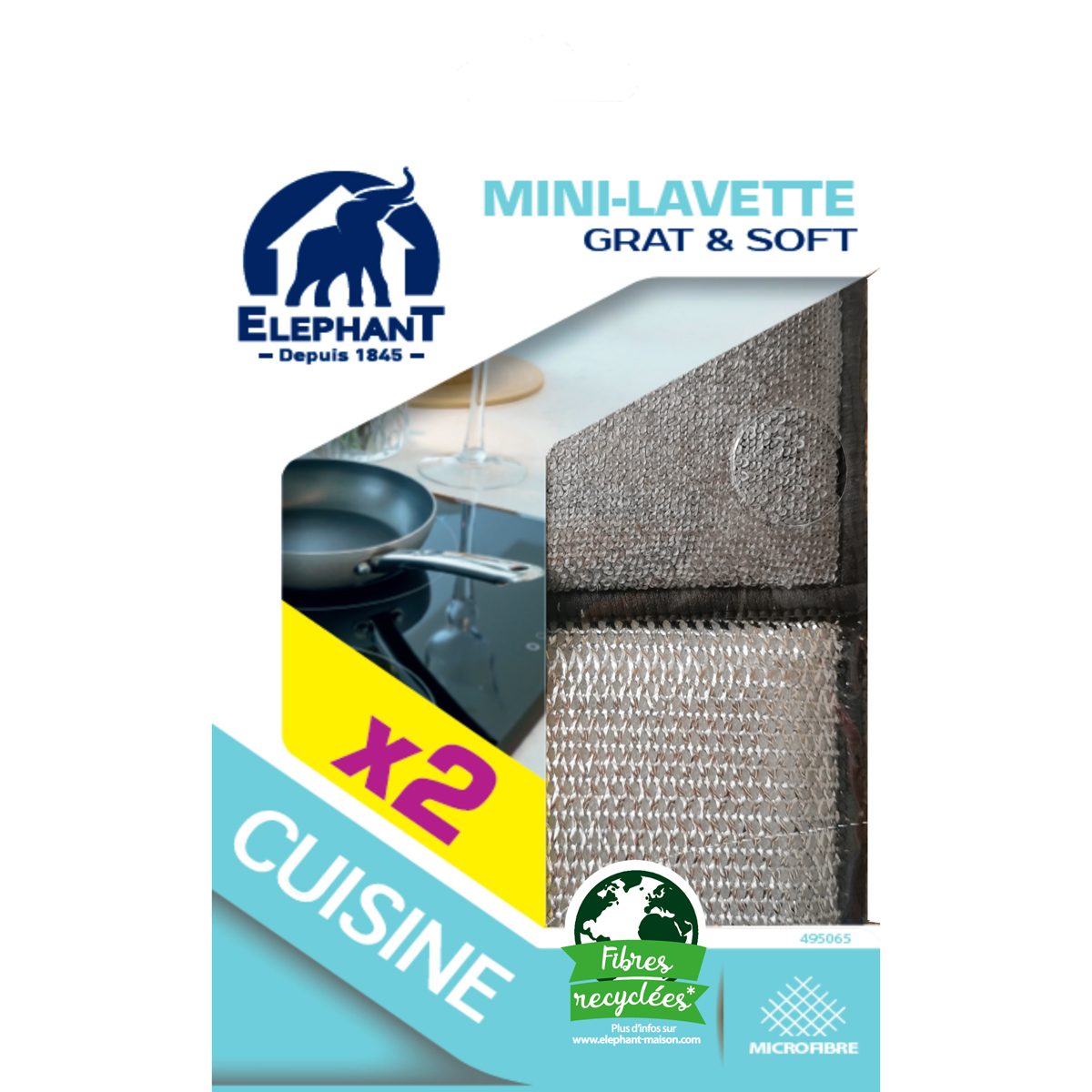 Lavette cuisine / salle de bain - Éponges surfaces fragiles Grat&Soft x2 - Elephant Maison