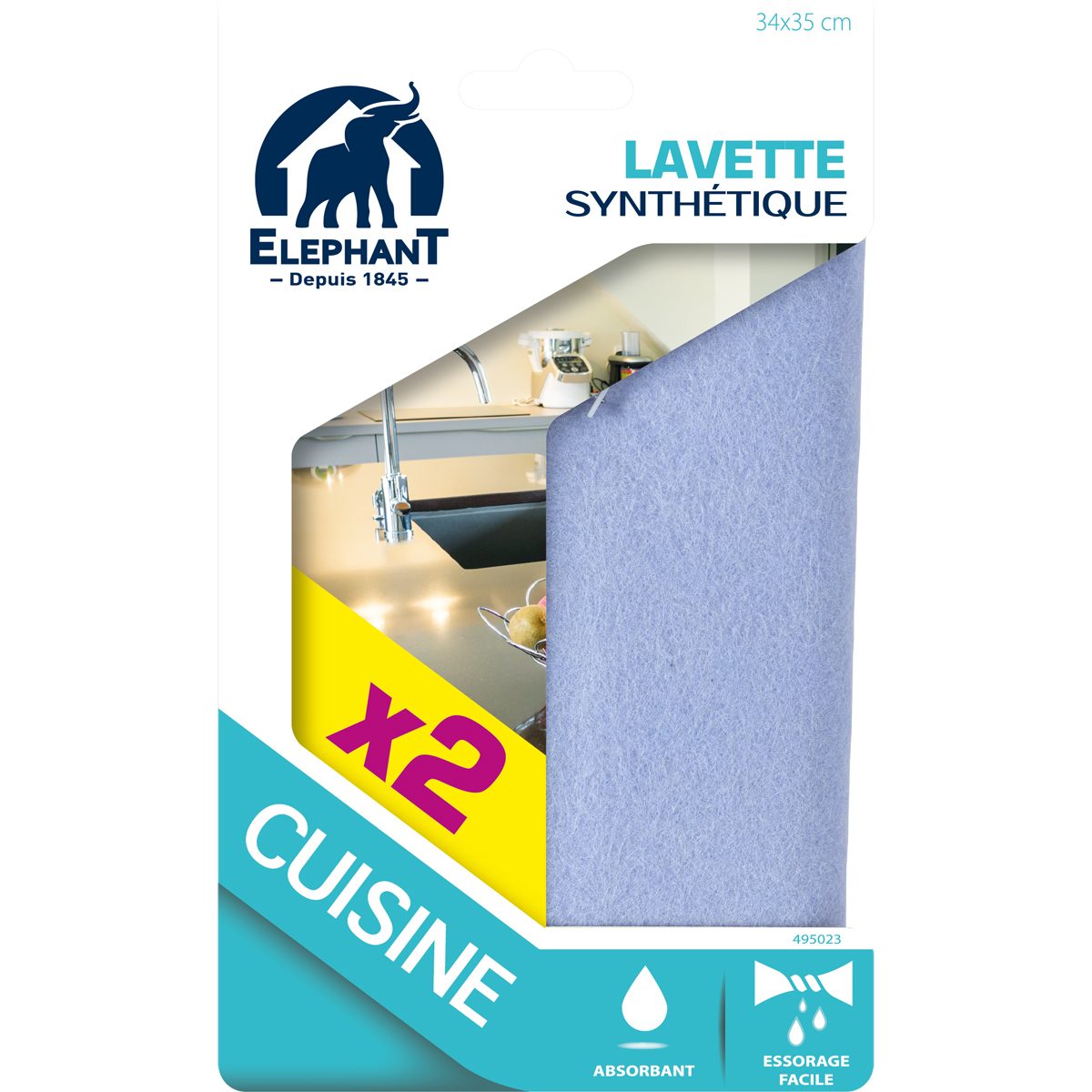 Lavette cuisine / salle de bain - Lavettes synthétiques x2 - Elephant Maison