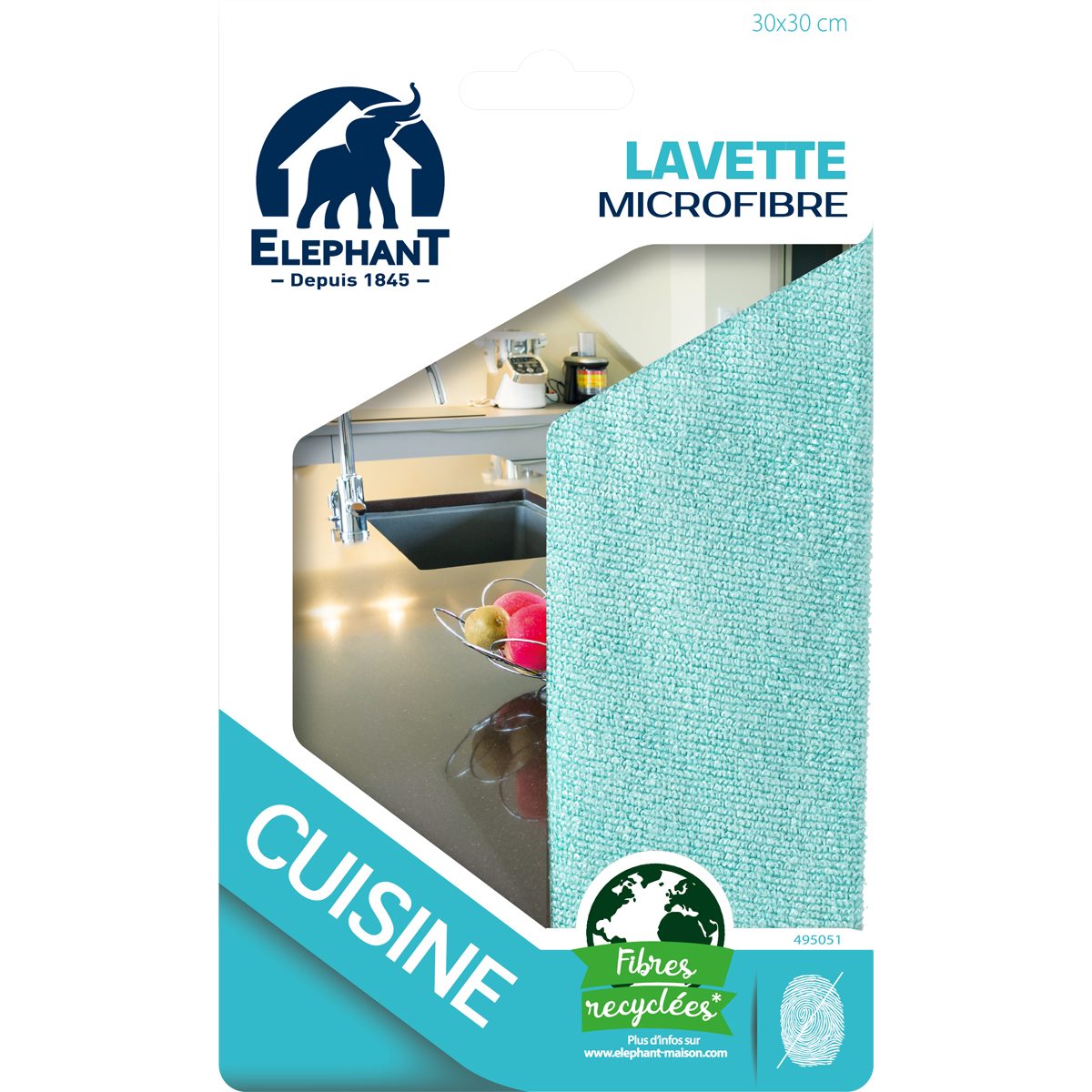 Lavette microfibre Bleu - Elephant Maison