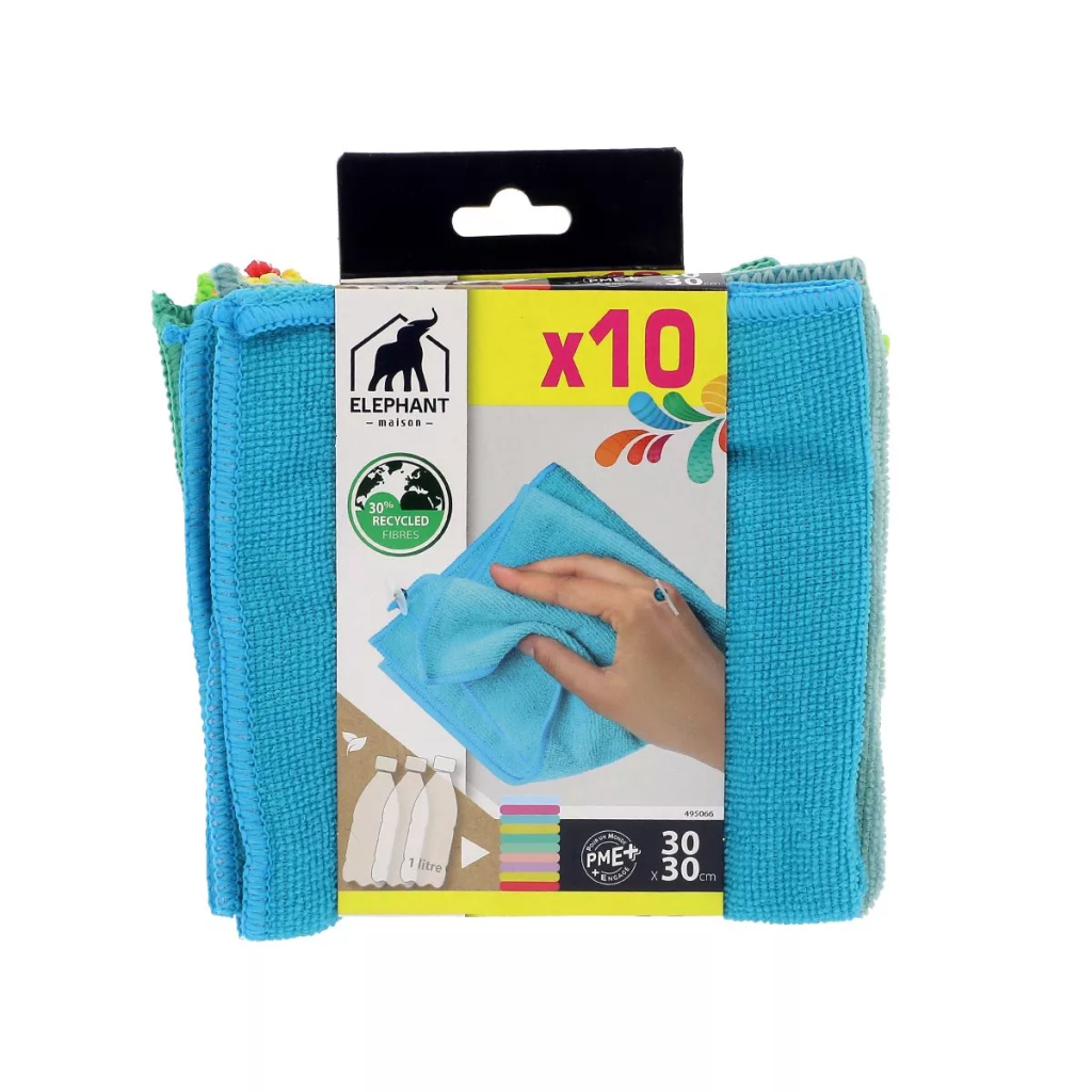 10 lavettes microfibre éléphant maison