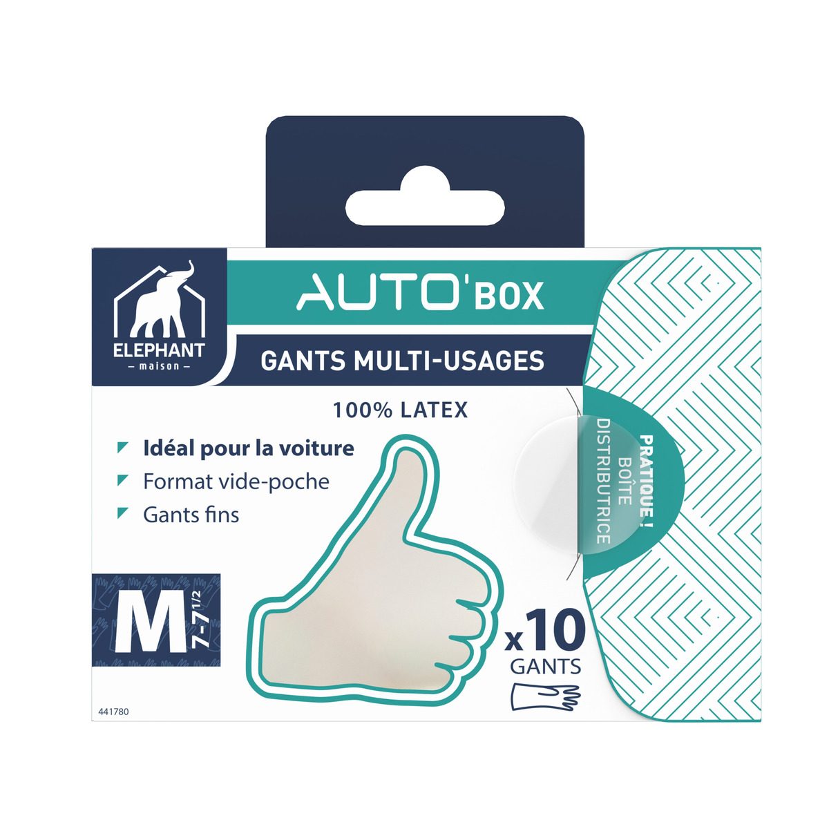 Auto'box gants latex x10 — Gants latex & ménage — Éléphant Maison