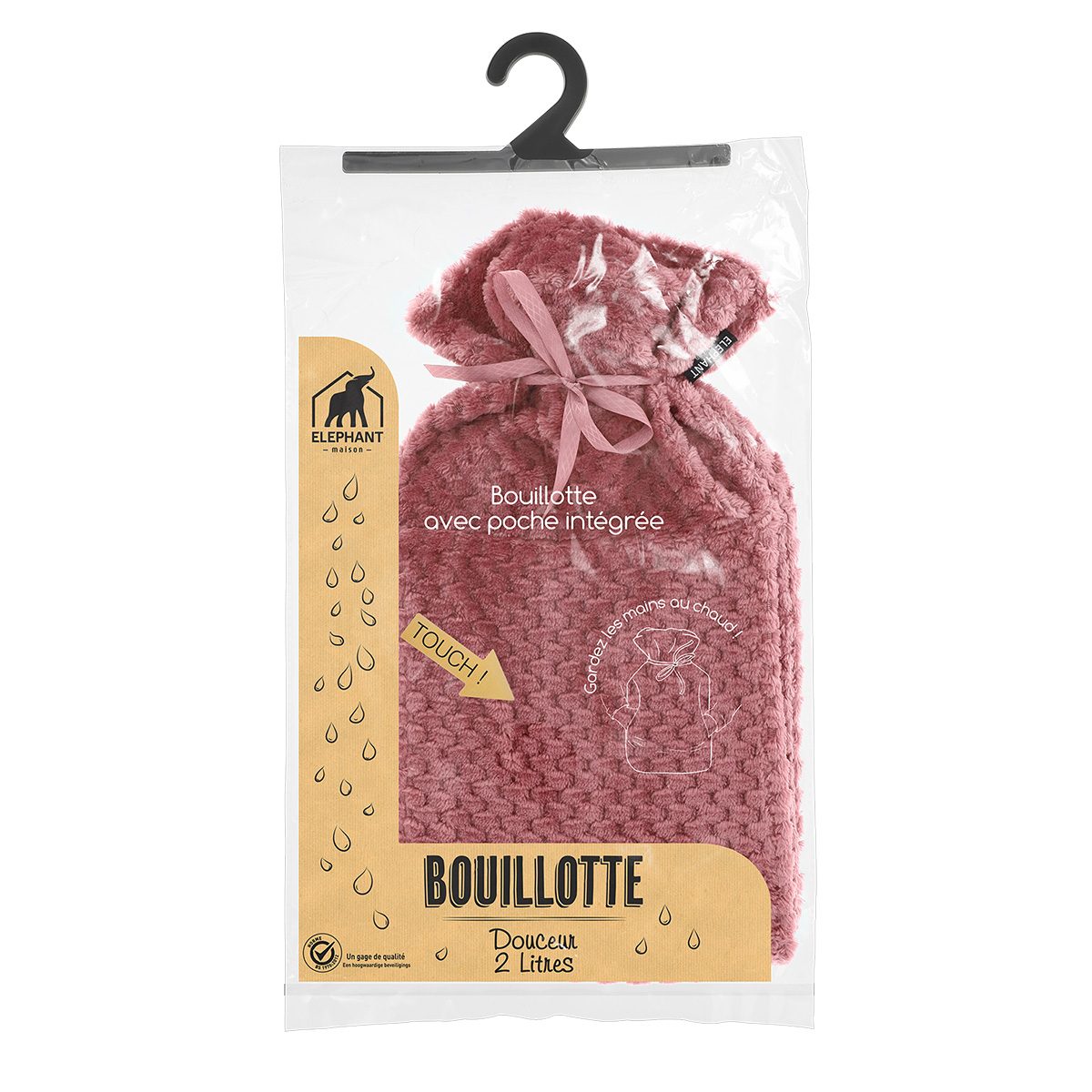 Bouillotte + housse polaire petite biche rose Douceur D'intérieur