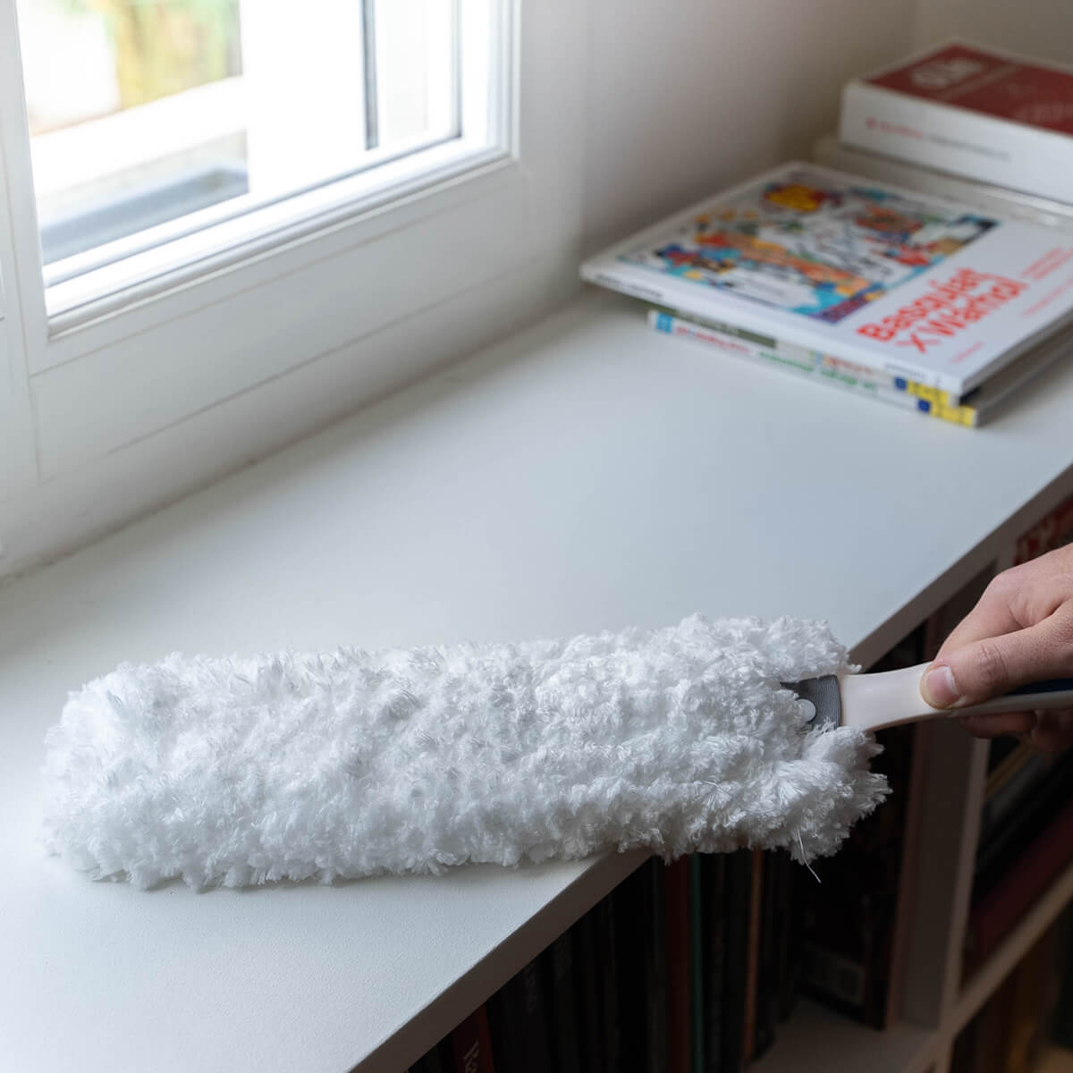Plumeau Poussiere Plumeau avec poignée en hêtre - Attire particules de  poussière - Chiffon à la main for la maison, bureau et voiture Attrape