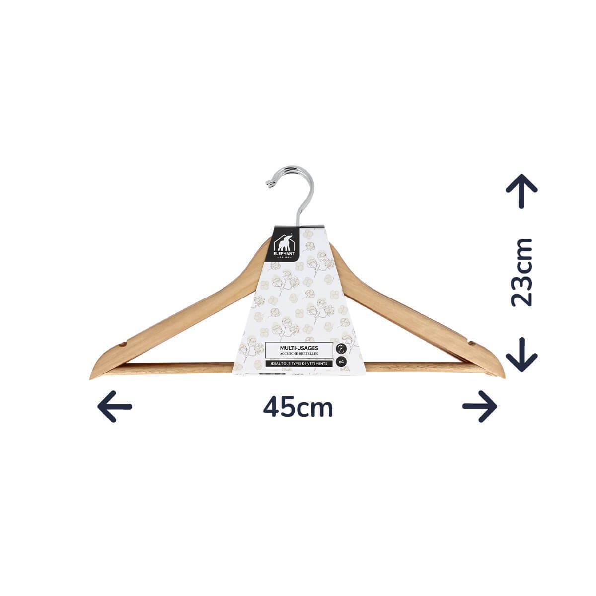 Cintre bois multi-usages x4